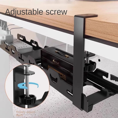 Allist Aero Telescopic Under-Desk Cable Manager | No-Drill Carbon Steel Power Hub