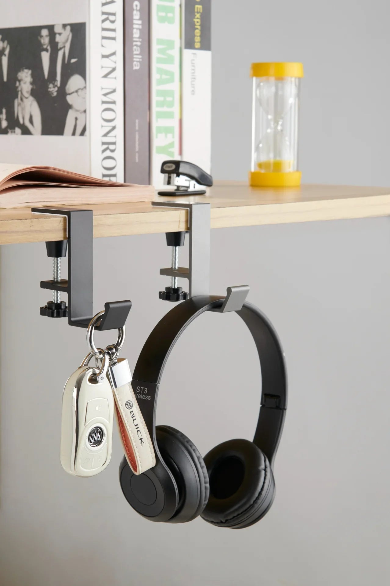 Allist™ Aero Under-Desk Aluminum Clamp Hook | Minimalist No-Drill Storage Mount
