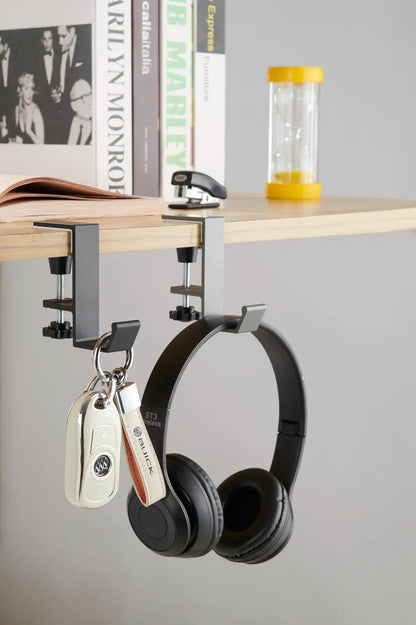 Allist™ Aero Under-Desk Aluminum Clamp Hook | Minimalist No-Drill Storage Mount