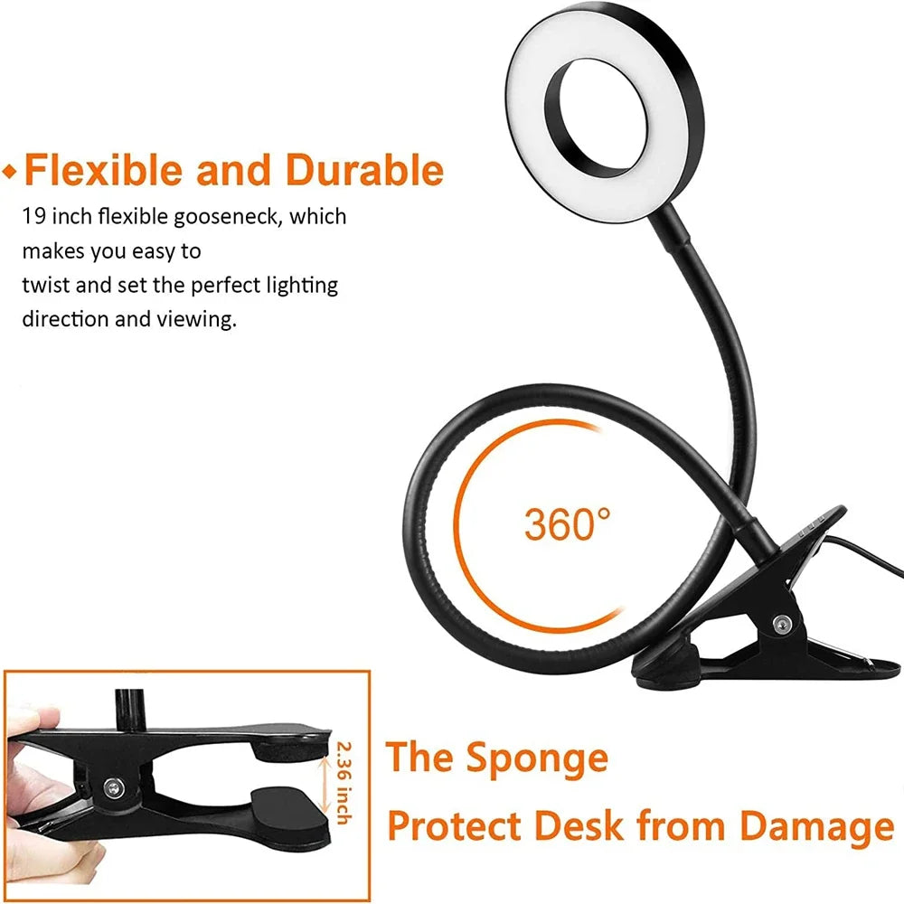 Allist Halo Flex-Mount Task Light | 360° Gooseneck Clip Lamp with Adaptive Dimming