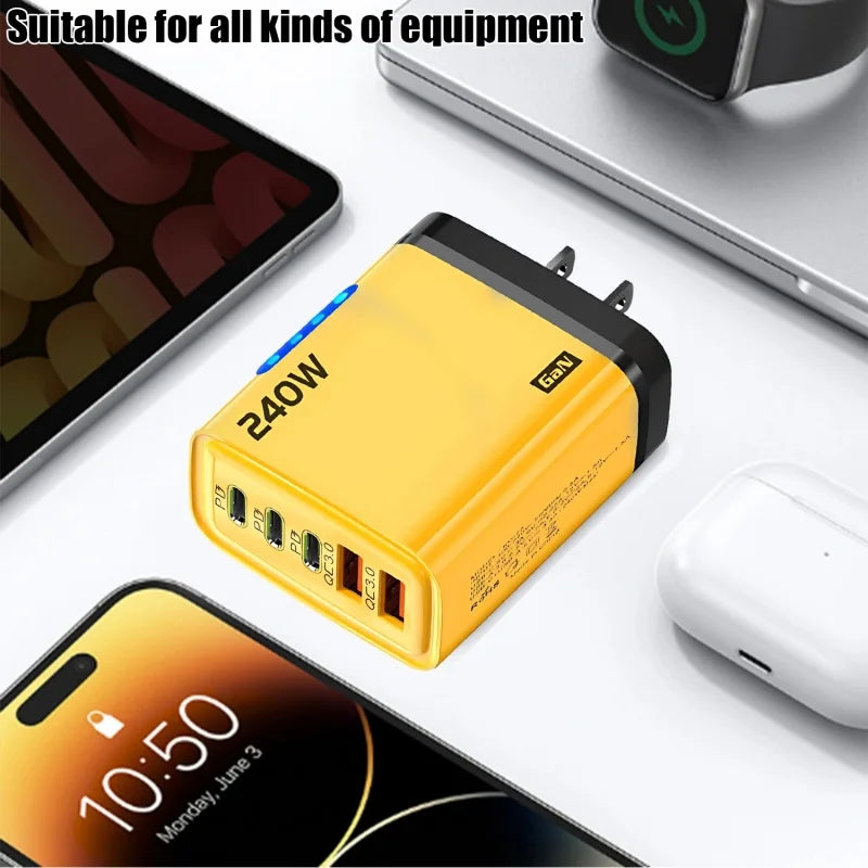 Allist Volt 240W GaN 5-Port Desktop Charging Station | 3× USB-C PD + USB-A QC 3.0 Fast Charger for Laptop, iPhone & Android