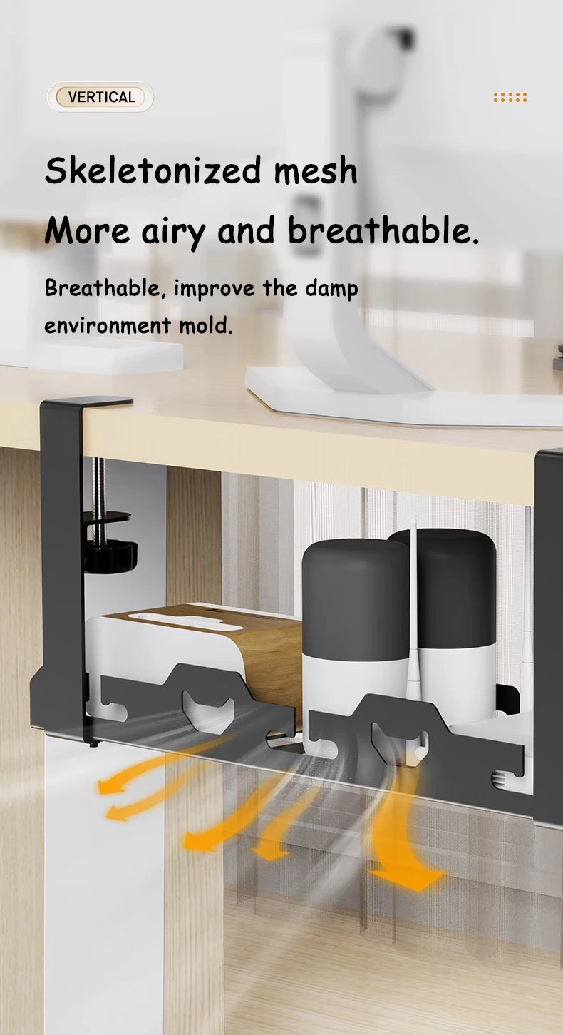 Allist Aero Telescopic Under-Desk Cable Manager | No-Drill Carbon Steel Power Hub