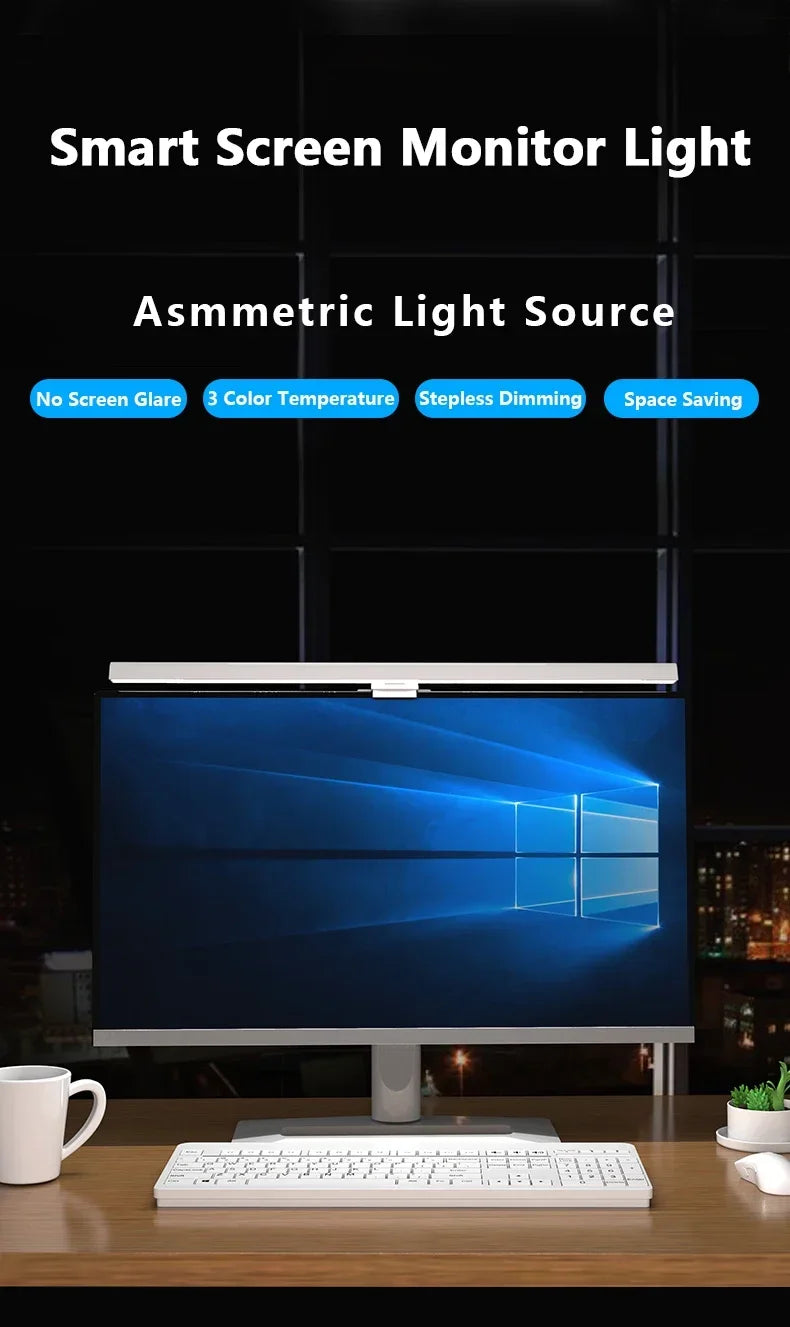 Allist™ Horizon 50 Monitor Light Bar | Asymmetrical Eye-Care Desk Lamp & Screen Glow