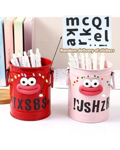 Allist Kärlek Metal Desk Organizer | DIY Character Pen Bucket & Industrial Tool Vault