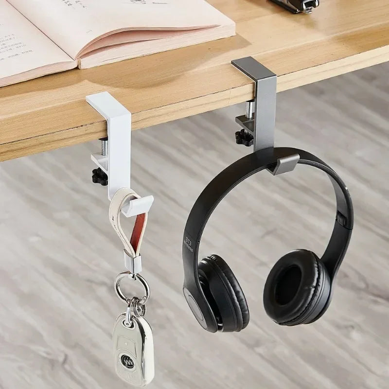 Allist™ Aero Under-Desk Aluminum Clamp Hook | Minimalist No-Drill Storage Mount