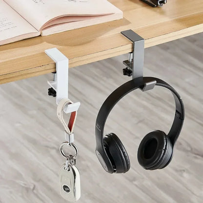 Allist™ Aero Under-Desk Aluminum Clamp Hook | Minimalist No-Drill Storage Mount