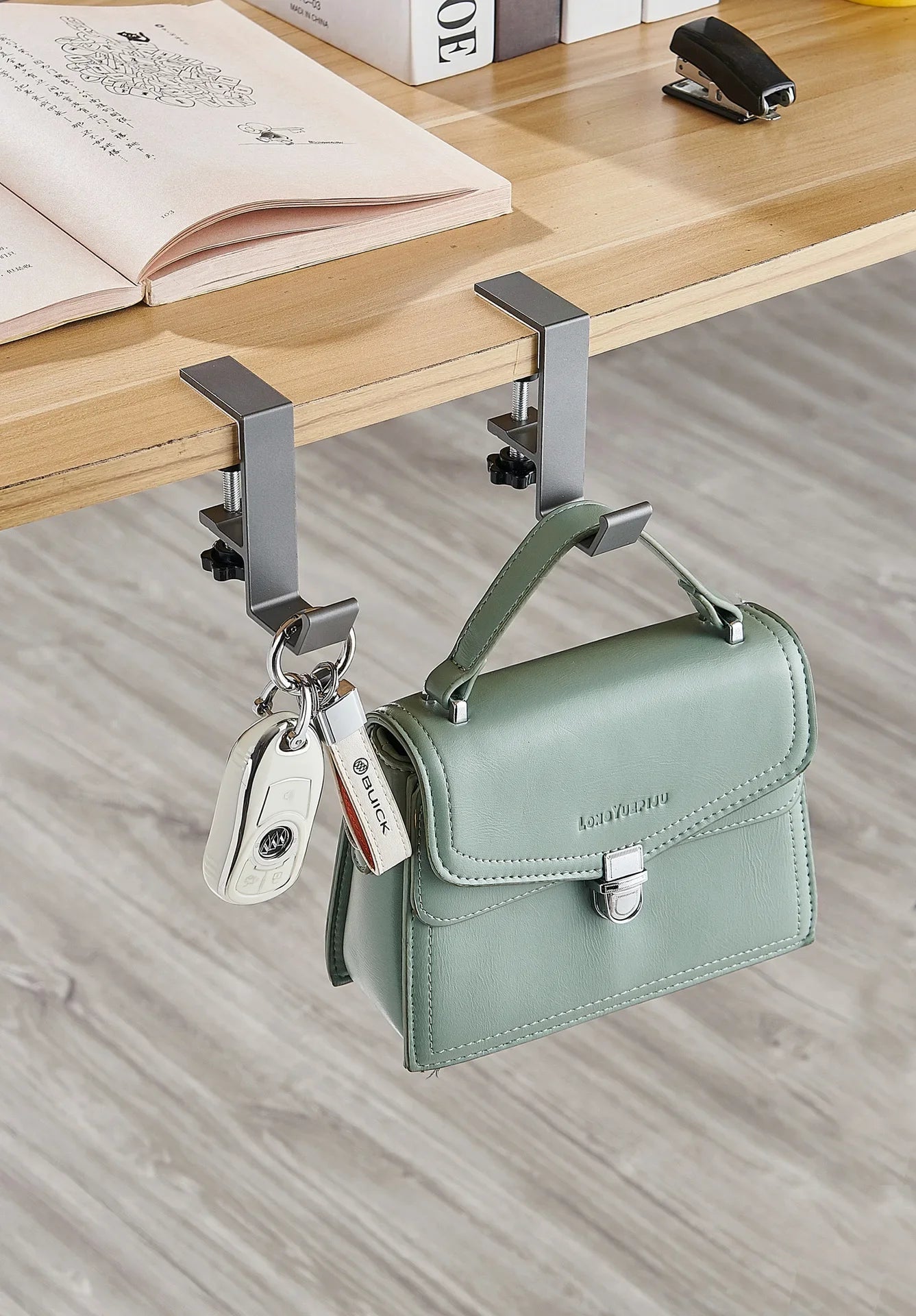 Allist™ Aero Under-Desk Aluminum Clamp Hook | Minimalist No-Drill Storage Mount