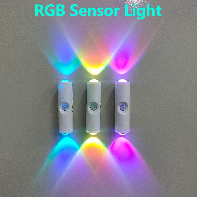 New Magnetic RGB Motion Sensor Night Light – USB Rechargeable Wireless LED Ambient Lamp for Bedroom, Closet & Stairs